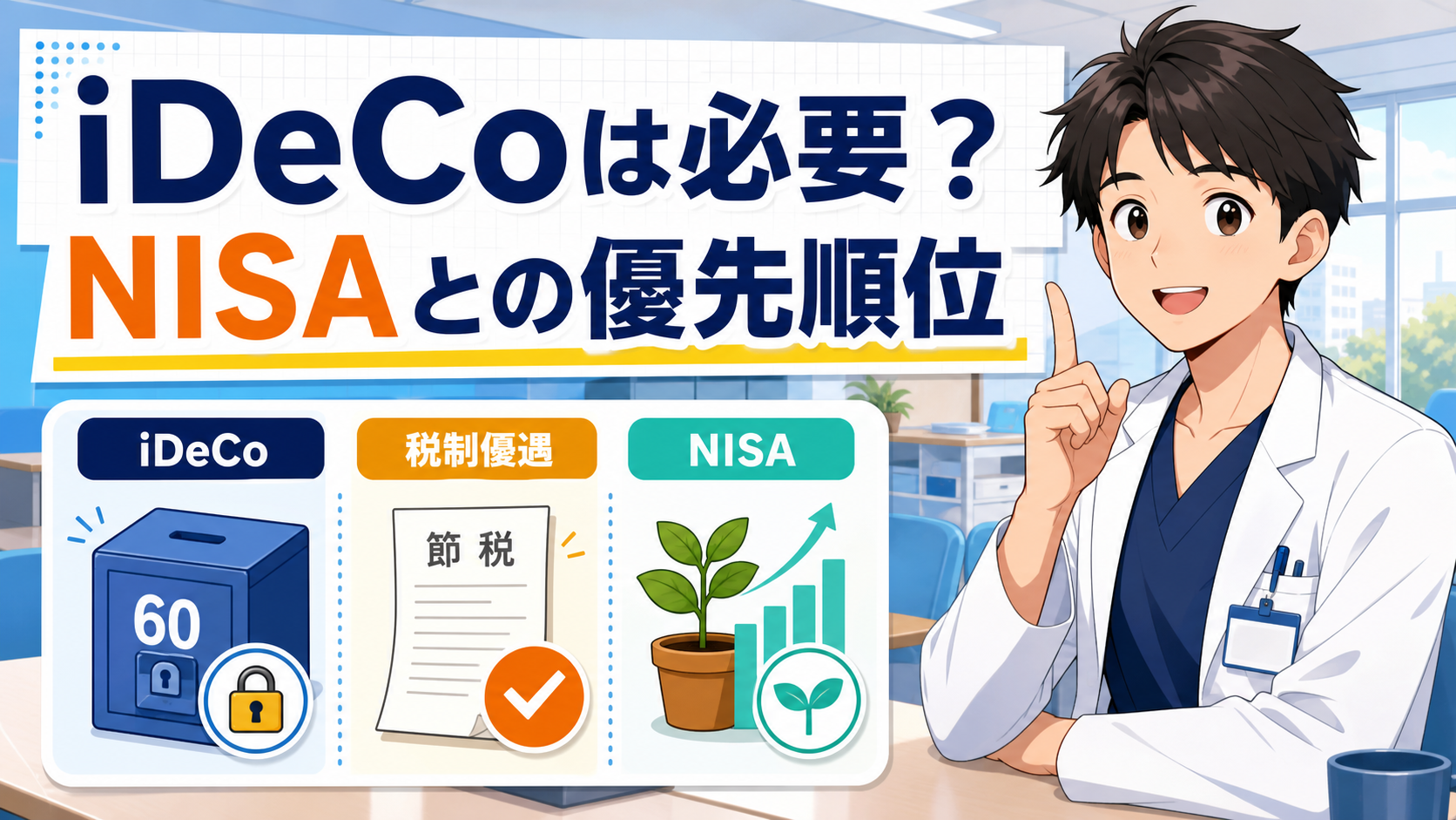iDeCoは研修医に必要？NISAとの優先順位と3つの注意点